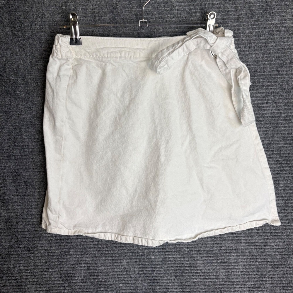 Lone Star White Denim Wrap Skort Side Tie Cotton Mini Skirt Shorts Womens Small